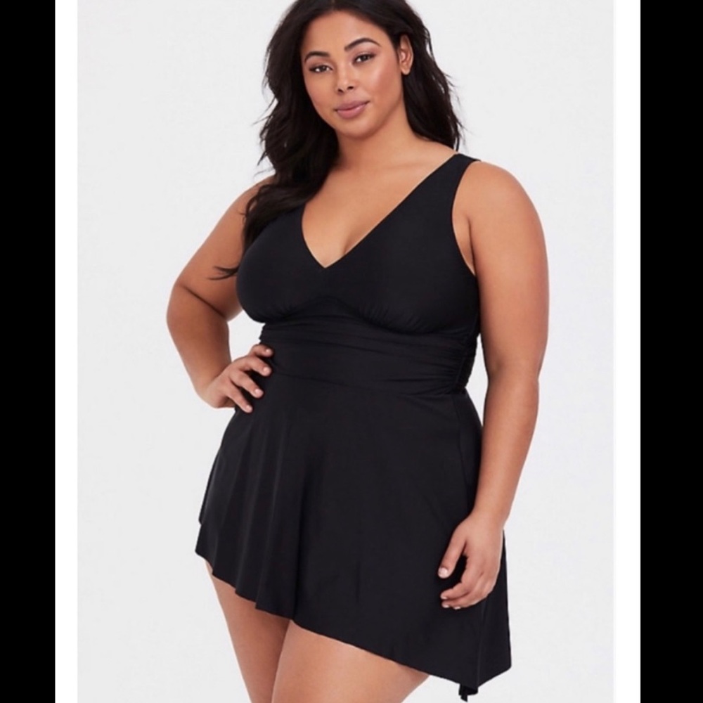 Torrid size 4 black asymmetrical swim dress